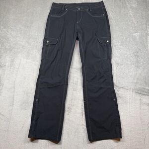 Kuhl Cargo Pants Women 10 Black Cotton Roll Up Straight Leg Outdoor Hiking